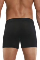 Black athletic boxer briefs with textured waistband from papi cool2 2pk solid in black and red colors