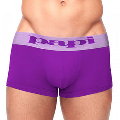 Purple papi modern stretch cool solid brazilian trunks boxer briefs with lavender waistband and papi logo size m