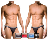 Black jeggings with white trim and papi branding on waistband from papi 705910-999 3pk 1x1 rib jockstrap set