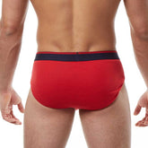 Papi heritage clasico red men’s briefs with navy blue waistband comfortable hip brief underwear size m