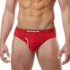 Papi heritage clasico hip brief underwear in red with green and white trim in size medium from a 3 pack set