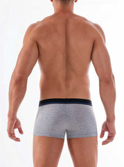Gray heathered cotton stretch briefs with black waistband and thin blue stripe from papi 3 pack brazilian trunk underwear size s