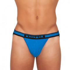 Bright blue papi cotton stretch briefs with black waistband and papi logo from 2 pack jock strap underwear size l