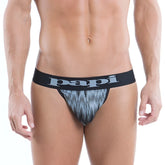 Papi ignite me thong underwear black with gray patterned fabric and bold logo waistband size small