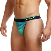 Papi ocean breeze thong underwear in gecko green with green and black textured weave pattern size m