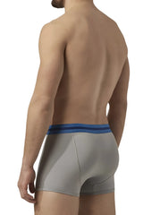 Gray men’s boxer briefs with blue mesh waistband from papi umpa080 2pk microflex brazilian trunks alloy black