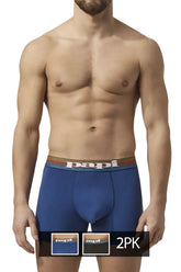 Blue papi umpa088 microflex brazilian boxer briefs in blue and black with striped waistband front view