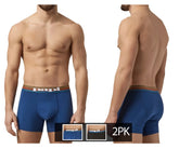 Blue papi microflex Brazilian boxer briefs in blue with a brown waistband featuring the papi logo in white lettering