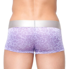 Papi wild thing jaquard techno Brazilian trunks purple leopard-print briefs with silver waistband size L