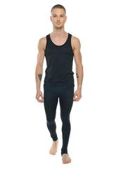 Black carbon sleeveless tank top with rounded neckline and form-fitting design perfect for layering or workouts