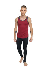 Red tank top with dark gray trim in brick red perfect tank style made for casual wear