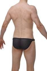 Petitq bikini chains macra black black mesh briefs with subtle geometric pattern and sleek form-fitting design