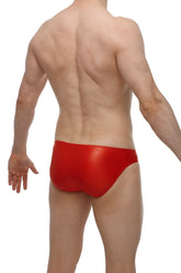 PetitQ bikini cuxac red glossy swim trunks with sleek form-fitting design perfect for swimming and beachwear