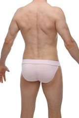 A sleek light pink bikini Linthes bamboo brief with smooth fabric finish and narrow waistband