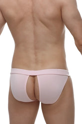Pink athletic bamboo bikini manol briefs with central cutout and elastic waistband for comfortable wear