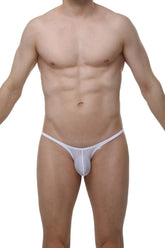 White mesh thong with subtle pattern and thin smooth waistband from PetitQ Bikini Plellis Bee White collection