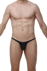 Black thong underwear by Arthus and Nico with a small red logo on the side for men’s sexy wear