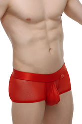 Red mesh briefs with a satin waistband from petitq boxer ablon red showcasing breathable fabric and stylish design