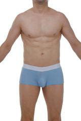 Light blue petitq boxer brief dome skine blue with contrasting white waistband made from soft breathable fabric