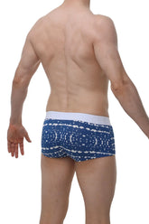 Men’s briefs petitq boxer brief new denim blue and white patterned with solid white waistband