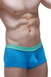 Petitq boxer colline bamboo blue bright blue men’s briefs with light green elastic waistband for comfort
