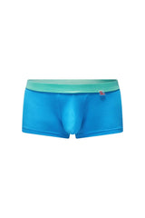 Petitq boxer colline bamboo blue bright blue men’s briefs with light green waistband and small red logo on side