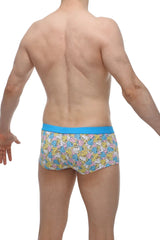 PetitQ boxer Meljac duckies blue-trimmed men’s briefs with pastel cartoon duck pattern for comfortable wear