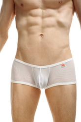 Petitq boxer murol lace blanc white mesh briefs with white elastic waistband and orange logo on the side