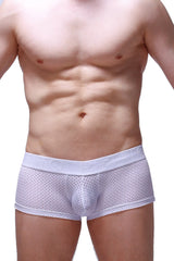 Boxer reotier bee white white mesh briefs with solid white waistband and subtle branding on front