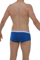 Petitq boxer taik modal blue men’s briefs in blue with a white waistband accented by thin red and blue stripes