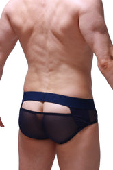 Navy blue sheer mesh briefs petitq brief dugny navy with solid waistband soft breathable material