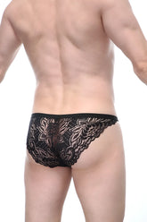 PetitQ brief plaintiffs black lace briefs with intricate floral patterns and scalloped edges for elegant wear