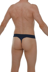 Navy blue PetitQ G-string thong made of smooth stretchable fabric with a sleek minimalist design shown from the back