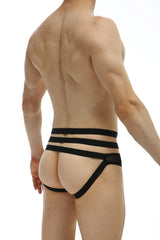 Black petitq jockstrap bassan net brief with three straps and minimalist design for comfortable support