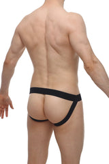 Black petitq jockstrap blyes modal briefs with wide waistband and side straps in form-fitting modal fabric