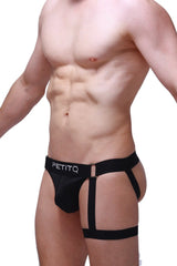 Black petitq jockstrap men’s briefs with supportive strappy design for comfortable everyday wear