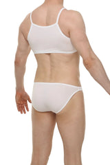 White seamless micro tank top bra and briefs set in soft breathable fabric for everyday comfort