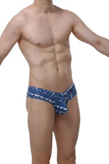 Blue swim trunks petitq mini boxer new denim with white whale pattern made from lightweight fabric for beachwear