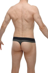 Black and gray mesh briefs with solid black waistband from petitq thong hole cockring bee green product line