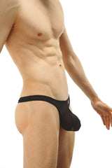 Black mesh briefs with a snug form-fitting design from petitq thong lasso cockring net collection