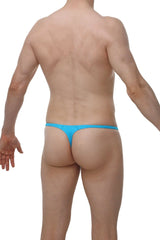 Bright blue men’s thong underwear by Arthus and Nico made of smooth elastic fabric for a sexy fit