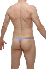 PetitQ thong Plellis lilac in lavender thin-cut smooth stretchy fabric shown from the back side