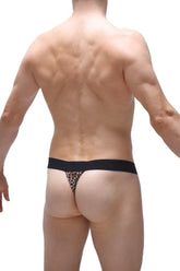 Petitq thong rings panthere black and tan leopard-print thong with solid black waistband for stylish wear