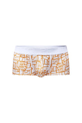 White and gold patterned petitq trunk carlot alloy boxer briefs with a white elastic waistband for comfortable wear