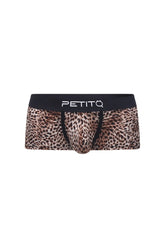 PetitQ Trunk Panthere leopard-print men’s briefs with black waistband featuring the petitq logo