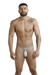 Light blue and white lace trimmed thong with decorative front pouch pikante fragance g string underwear size l