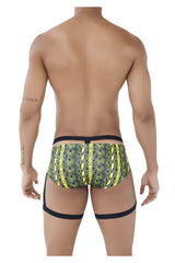 Pikante pik 0510 neon briefs in vibrant neon yellow and dark green snake-scale pattern with black waistband and straps