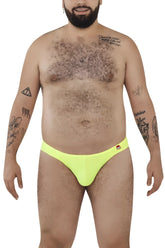 Bright neon yellow pikante PIK 0977X angola bikini briefs with red and white logo on the waistband