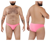 Bright pink smooth-textured men’s Pikante PIK 0977X Angola bikini briefs with a small red logo on the waistband