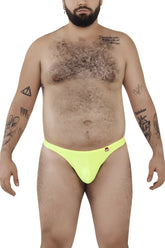 Bright neon yellow pikante PIK 0978X Angola thongs with small red and white logo on left hip in green color